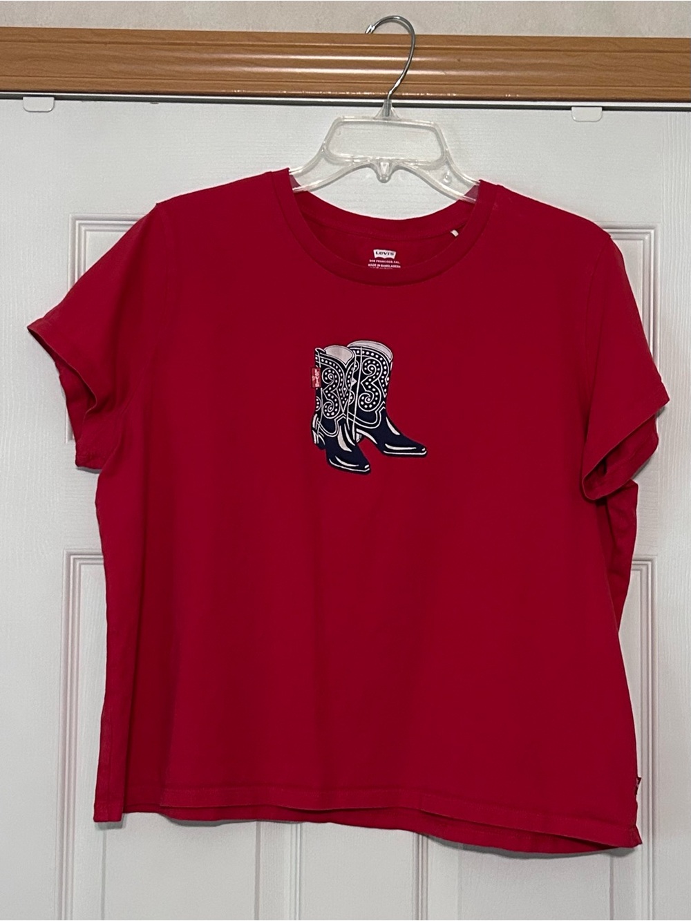 Levi's Red Short Sleeve Tee with Cowboy Boot Graphic